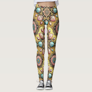 EASTER EGGS ~ Gold Blue Pink 3D~ Leggings