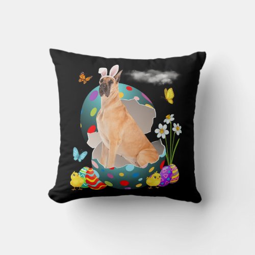 Easter Eggs Great Dane Bunny Dog Gifts Dog Dad Throw Pillow