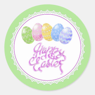 Easter eggs, happy easter day gift Wrap, easter Cl Classic Round Sticker