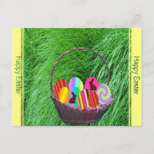 Easter eggs in a Basket Holiday Postcard