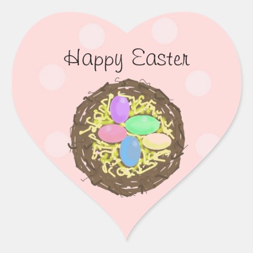 Easter Eggs in a Nest Heart Sticker