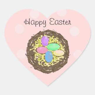 Easter Eggs in a Nest Heart Sticker