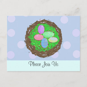 Easter Eggs in a Twig Nest Invitation