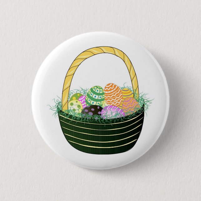 Easter Eggs in Decorative Basket Button (Front)