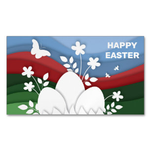Easter eggs in floral spring nature business card magnet