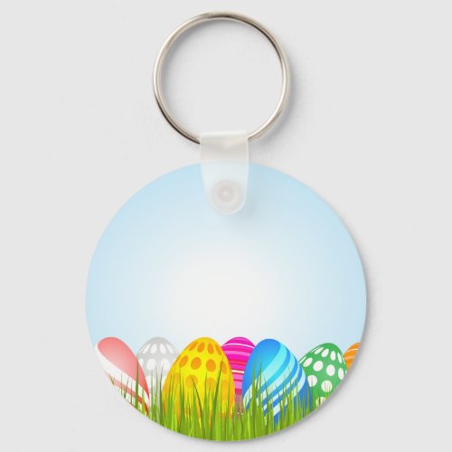 Easter Eggs In Grass Keychain