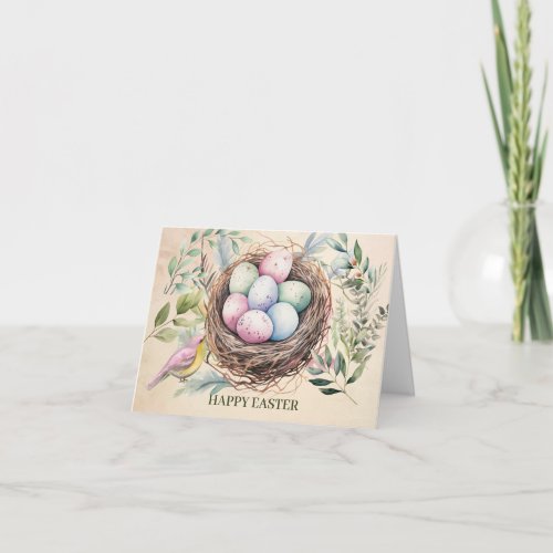 Easter Eggs in Nest Holiday Party Card
