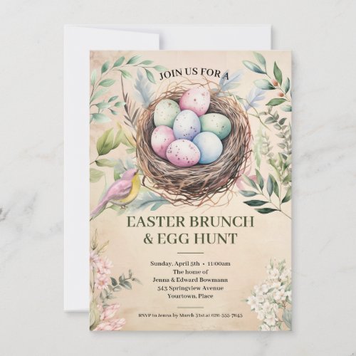 Easter Eggs in Nest Holiday Party Invitation
