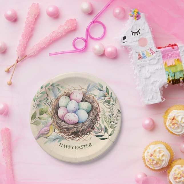 Easter Eggs in Nest Holiday Party Paper Plates (Party)