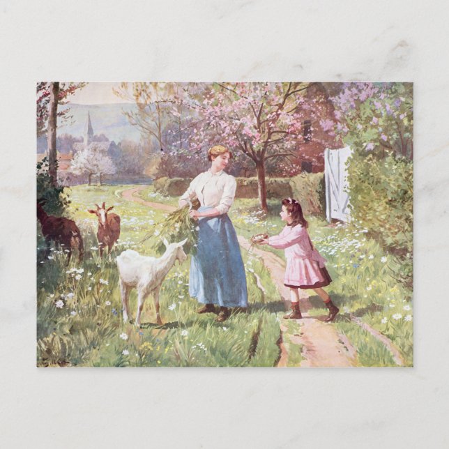 Easter Eggs in the Country, 1908 Holiday Postcard (Front)