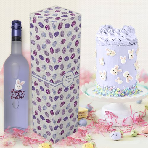 Easter Eggs in various purple violet designs Wine Box