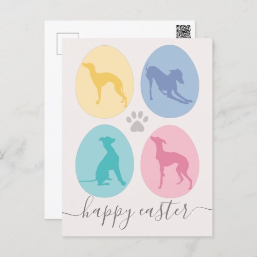 Easter eggs Italian Greyhound Dogs Elegant Pastel Holiday Postcard