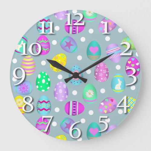 Easter Eggs Large Clock