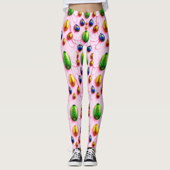 EASTER EGGS ~ Multicolored 3D ~  Leggings (Front)