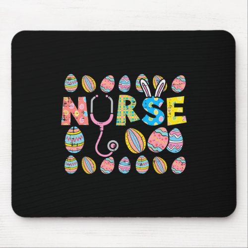 Easter Eggs Nurse Stethoscope Scrub Top Spring Squ Mouse Pad