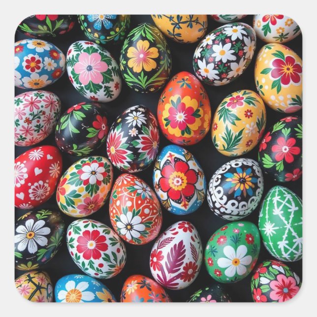 Easter Eggs of Painted Spring Square Sticker (Front)