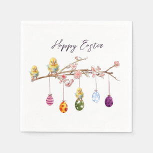 Easter Eggs on Flowering Branch Happy Easter Napkins