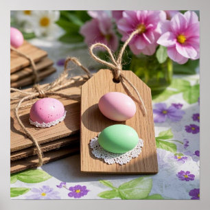 Easter Eggs on garden table Poster