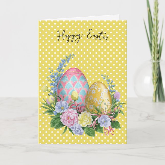 Easter Eggs On Polka Dots Card (Front)