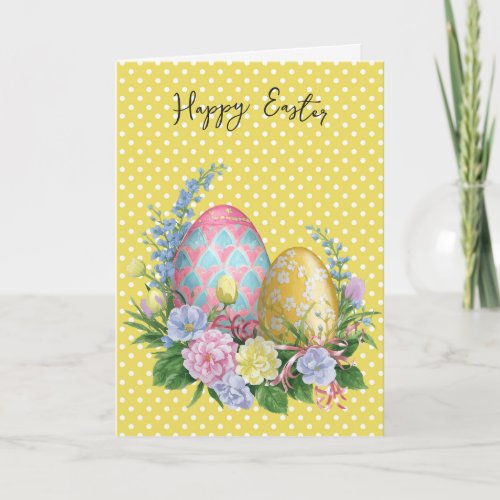 Easter Eggs On Polka Dots Card