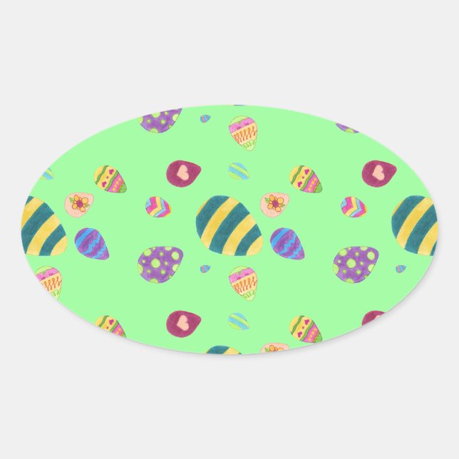 Easter Eggs Oval Sticker (Front)