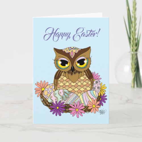 Easter Eggs Owl Nest Card