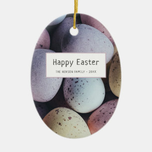 Easter Eggs Pastel Happy Easter Family Ceramic Ornament