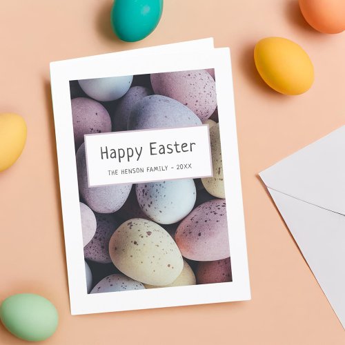 Easter Eggs Pastel Happy Easter Family Holiday Card