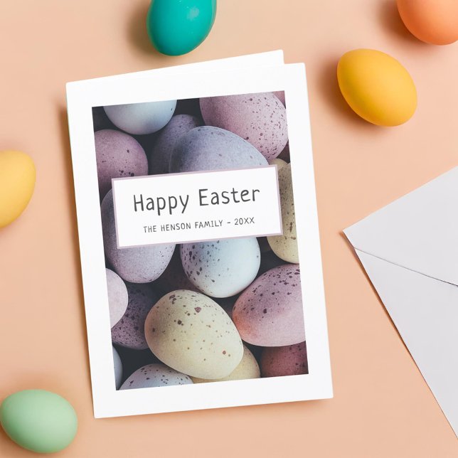 Easter Eggs Pastel Happy Easter Family Holiday Card (Creator Uploaded)