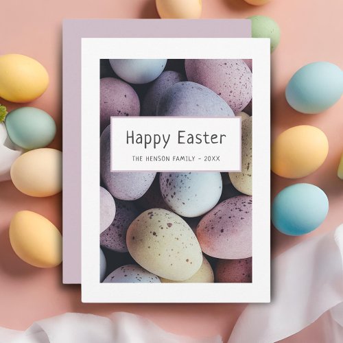 Easter Eggs Pastel Happy Easter Family Holiday Card