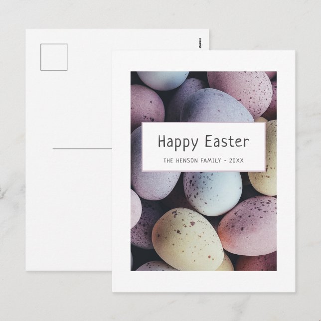 Easter Eggs Pastel Happy Easter Family Holiday Postcard (Front/Back)