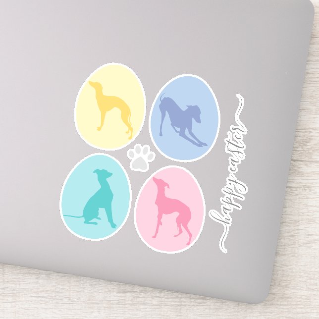 Easter eggs Pastel Italian Greyhound Dog Lover Set Sticker (Detail)