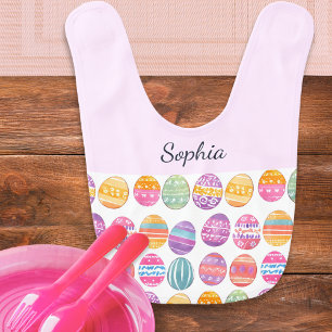 Easter Eggs Pattern Cute Colorful Baby Bib