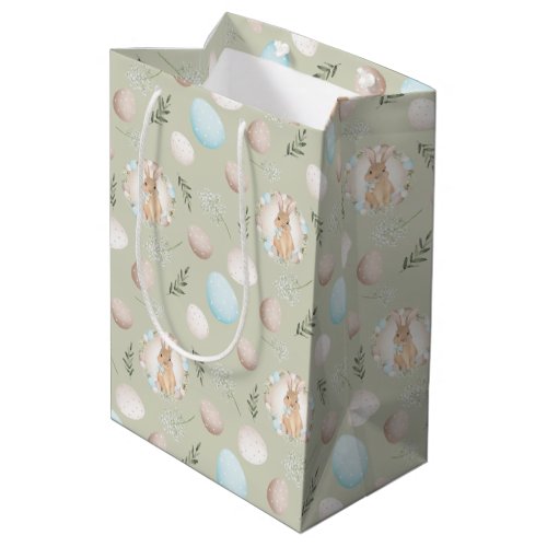 Easter Eggs Pattern Spring Bunny Medium Gift Bag