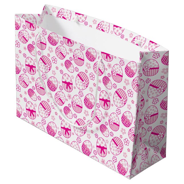 Easter eggs pink graphic favor gift bag (Back Angled)