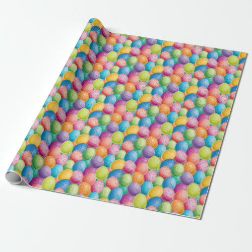 Easter Eggs Pink Purple Green Blue Pattern Wrapping Paper