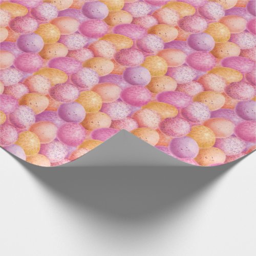 Easter Eggs Pink Purple Yellow Pattern Wrapping Paper