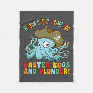 Easter Eggs Plunder Octopus Happy Easter Fleece Blanket