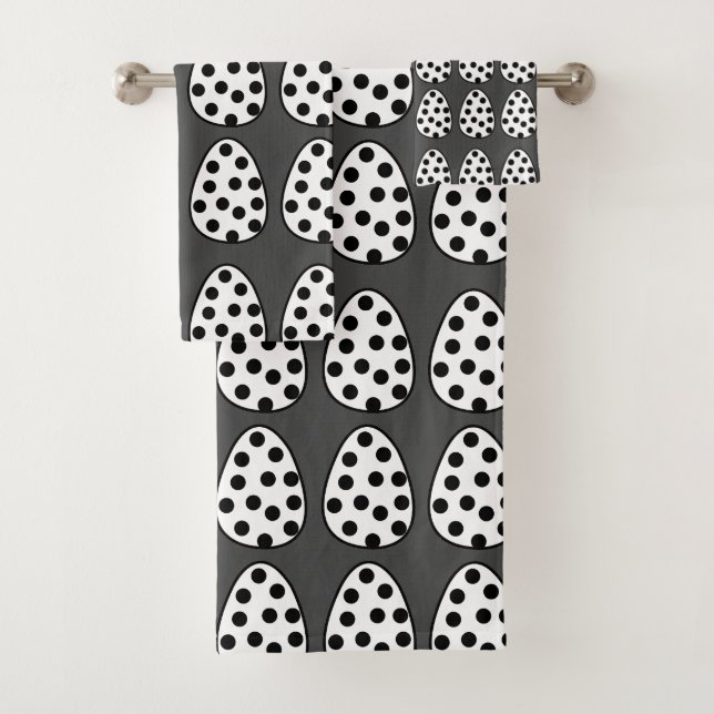 Easter Eggs Polka Dot Happy Easter  Bath Towel Set (Insitu)