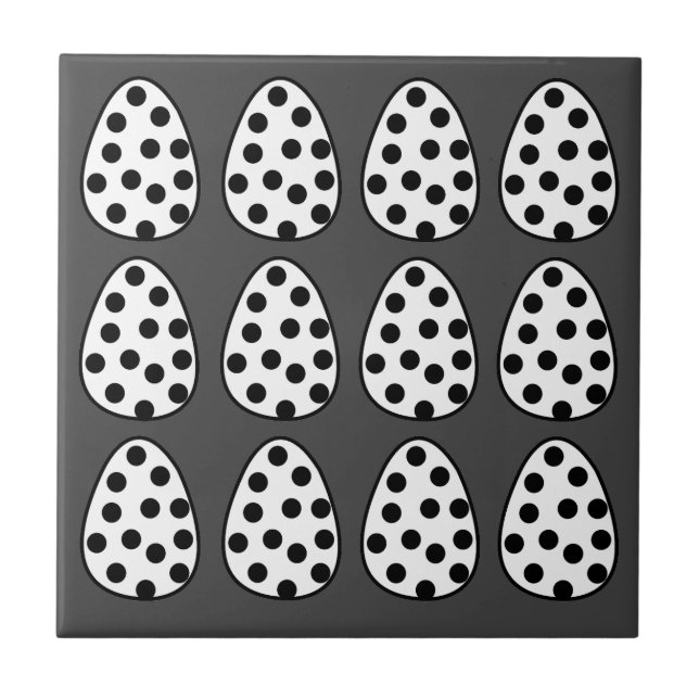 Easter Eggs Polka Dot Happy Easter  Ceramic Tile (Front)