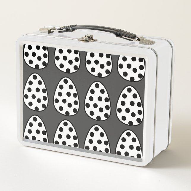 Easter Eggs Polka Dot Happy Easter  Metal Lunch Box (Front)