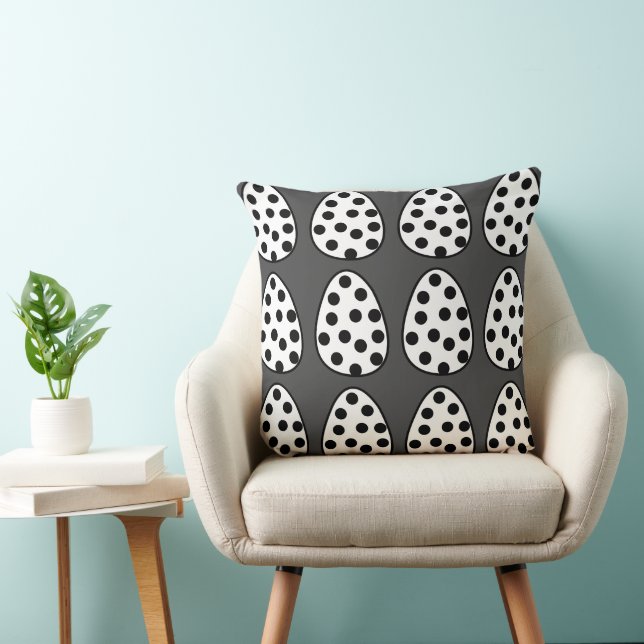 Easter Eggs Polka Dot Happy Easter  Throw Pillow (Chair)