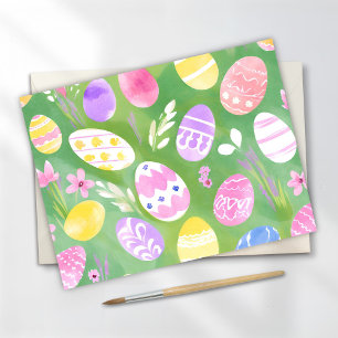 Easter Eggs Pretty Pastel Watercolor Egg Hunt Holiday Postcard