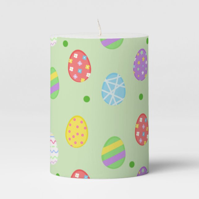 Easter Eggs Printed Pillar Candle (Front)