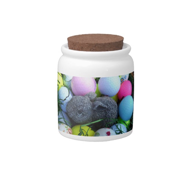 Easter Eggs, Rabbit Golf Balls Candy Jar (Front)