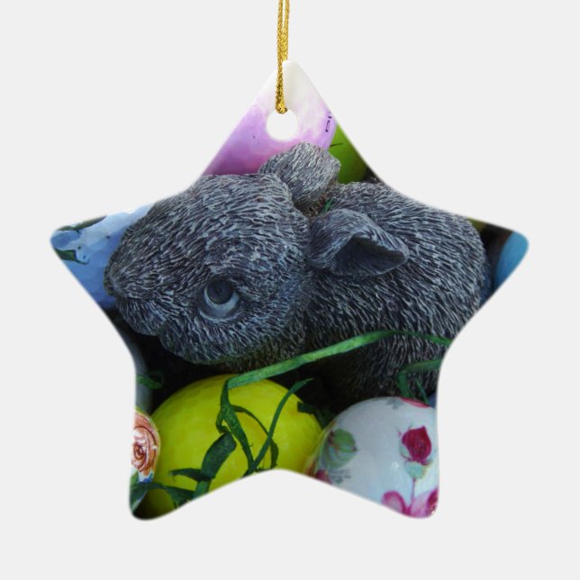 Easter Eggs, Rabbit Golf Balls Ceramic Ornament (Front)