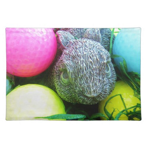 Easter Eggs Rabbit  Golf Balls Cloth Placemat