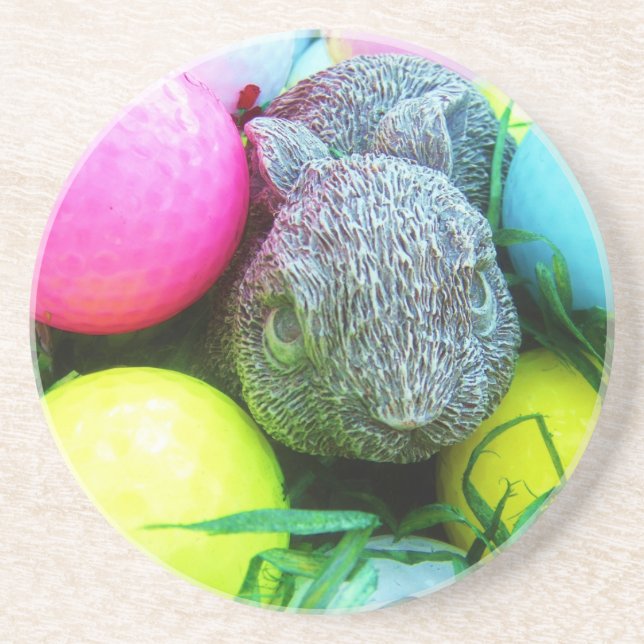 Easter Eggs, Rabbit , Golf Balls Drink Coaster (Front)