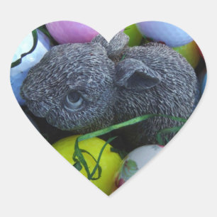 Easter Eggs, Rabbit Golf Balls Heart Sticker