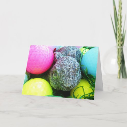 Easter Eggs Rabbit  Golf Balls Holiday Card